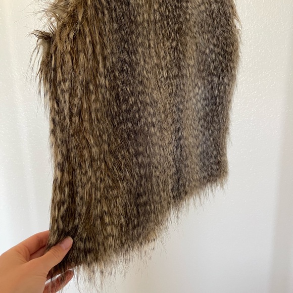 Printed Peacock-faux fur teddy vest jacket coat winter chic winter express - Picture 7 of 15